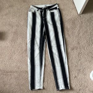 Urban outfitters, BDG size 24 mom jeans with black and white vertical stripes